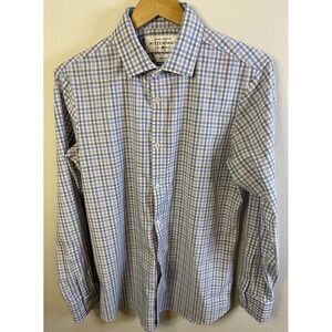 Mizzen Main Leeward Mens Med Trim Fit Blue Black Pink Check Button Dress Shirt